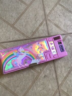 Holographic Pink Unicorn Rainbow Pencil Case